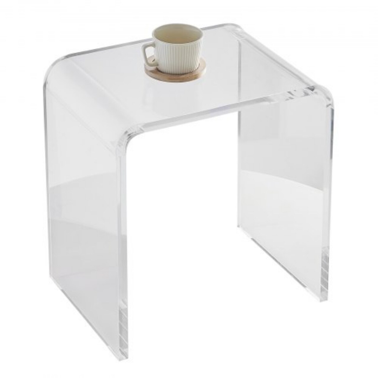 Acrylic End Table C-Shaped Lucite Side Table Clear for Living Room Bedroom Study